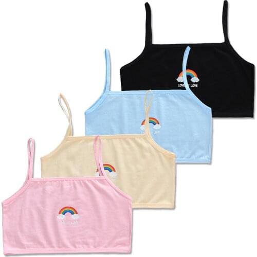 4 Pcs/lot Girls Cotton Training Bra Puberty Kid Vest Sport Top Teen Lingerie Underwear Student Children Bras for 8-16 Years Olds