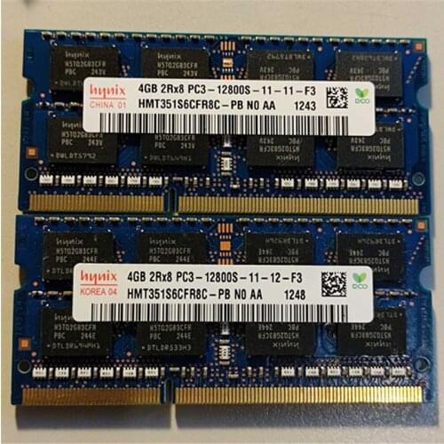 Hynix memoria ddr3 rams 4GB 2RX8 PC3-12800S-11 1.5V DDR3 4GB 1600MHz for laptop memory used for notebook