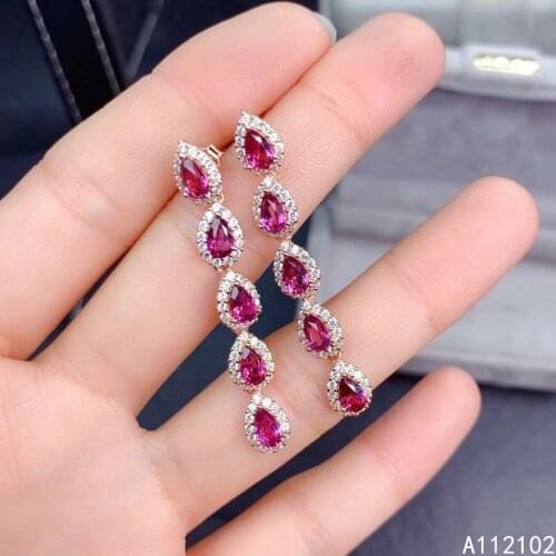 KJJEAXCMY fine jewelry 925 sterling silver inlaid natural garnet earrings classic girl new eardrop support test