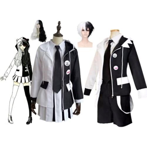 Danganronpa V3 Monokuma Black White Bear Cosplay Costume Uniform Dangan Ronpa Halloween Boys And Girls Give Full Sets Of Badges