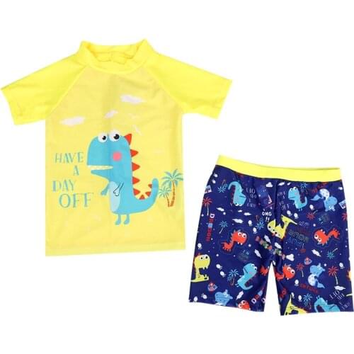Kids Boy Swimsuit Dinosaur Cartoon Baby Boys Swimwear Swimming Bathing Tops+Pants Children Bikini Swimsuit Boy Kids Swimwear