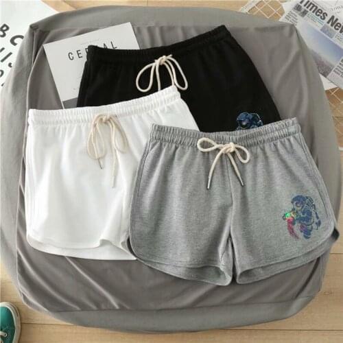 Summer sports printed shorts womens three-quarter pants loose high waist slimming yoga pants pure color casual hot pants trend