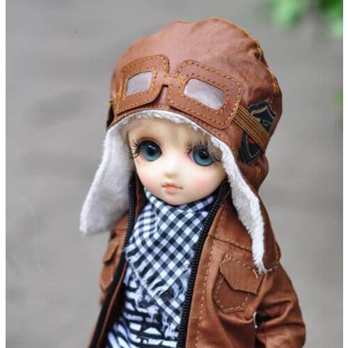 M1021 children handmade toy 1/6 1/3 1/4 uncle Doll clothes BJD/SD doll props Accessories brown Flying cap 1pcs