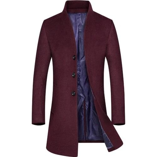 Men Wool Blends Coats Autumn Winter New Slim Fit High Quality Mens Wool Coats Wool Blends Long Section Coat Male