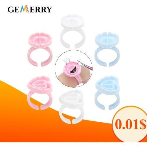 100pcs / Set Glue Rings Cups Wholesale Eyelash Extension Supplies Glue Tattoo Ink Holder Grafting Lash Pigment Makeup Tools