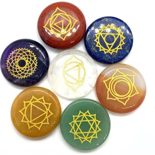 Natural Gemstone Bead Divination Used In Jewelry Making Engraving Symbols Rune Polished Stone Reiki Healing Stone Pack of 7