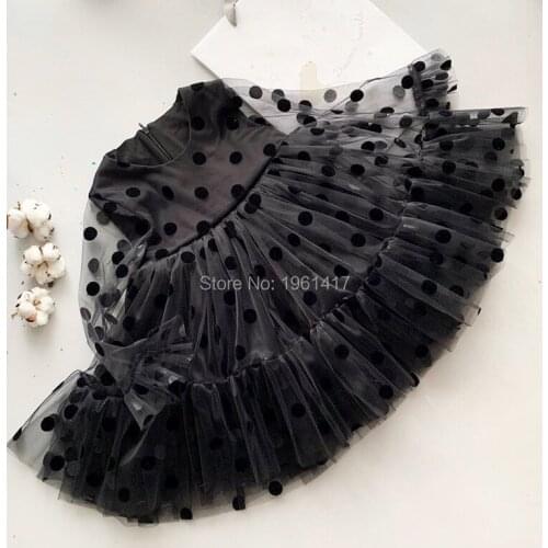 New Year Girls Tube Top Black Dresses Clothes Party Girls Longsleeve lace Princess Wedding Party Dress AG0010