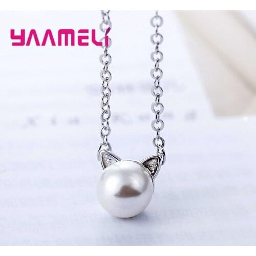 New Trendy Best Valentine Gift Jewelry Necklace 925 Sterling Silver Cute Cat Pendants For Women/Girls Birthday Party