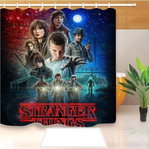 Stranger Things 3D Print Shower Curtain Polyester Fabric Bathroom Curtain Waterproof Hook Bath Curtain 02
