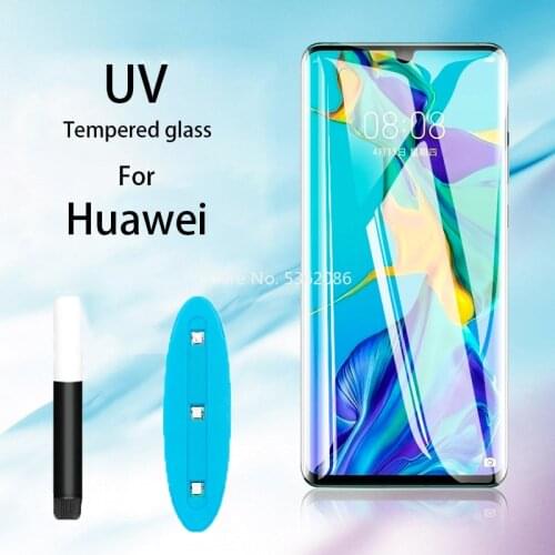Suitable for Huawei P30 P40 Pro 100D UV liquid bending full glue toughened glass film Suitable Mate 20 30 Pro screen protector