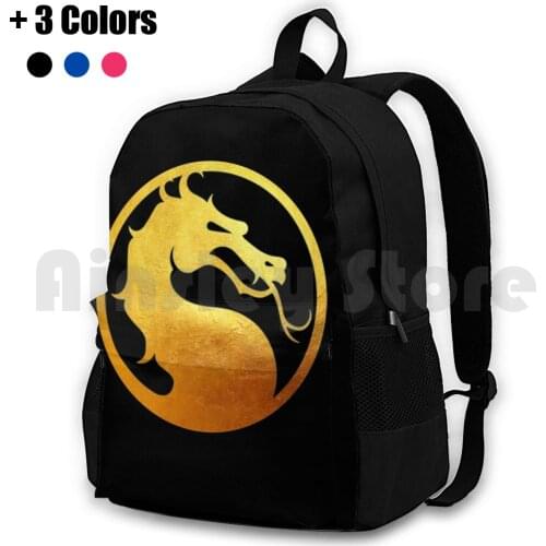 Mortal Kombat Gold Logo Outdoor Hiking Backpack Riding Climbing Sports Bag Mortal Kompat Logos Gaming Gamers Video Games