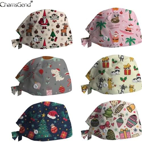 Womens Operating Room Hats Nursing Cap Laboratory Pet Shop Doctor Hat Surgicals Hat Unisex Cartoon Print Dentistry Room Hat