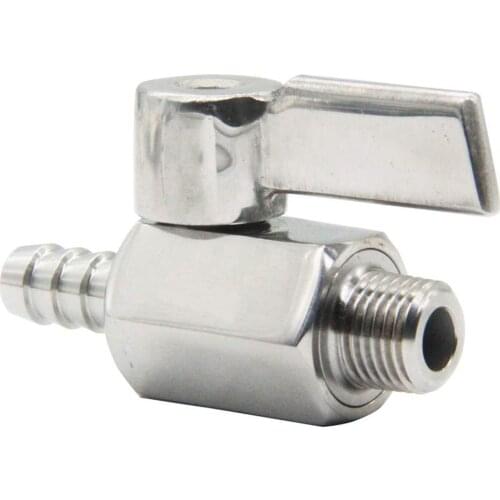 Food Grade SS 304 Male Hose Barb Stainless Steel Mini Ball Valve For Home Brew Kettle