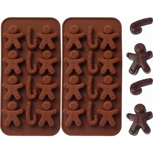 Christmas Shape Silicone Chocolate Mould Non-stick Fondant Cookie Baking Trays Xmas Trees Candy Gingerbread Man Gift Mold Tools