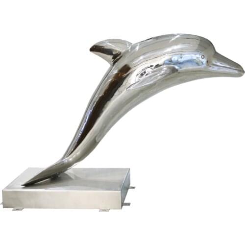 Stainless steel room outdoor dolphin sculpture hotel lobby floor furnishings Sales Department Hall vestibule pool crafts