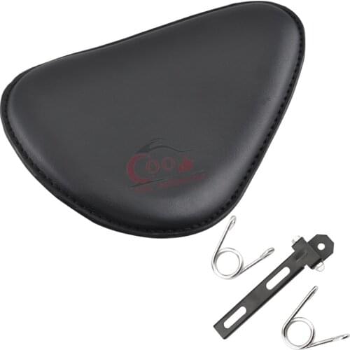 Universal Fits For Harley Suzuki Cafe Racer Bobber Chopper Custom Motorcycle Solo Seat Cushion+2" Springs+Bracket Kit New Black