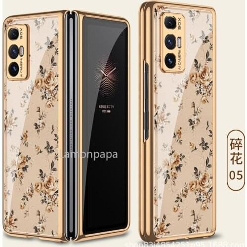 Vintage Flower Case for Xiaomi Mix Fold Cover All-inclusive Plating Tempered Glass Shockproof Shell for Xiaomi Mi Mix Fold Case