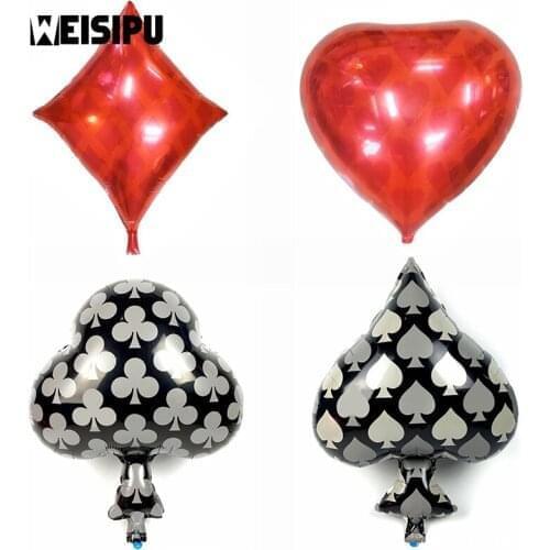 WEISIPU 1pcs Clubs Diamonds Spades Hearts Foil Balloon Casino Cards Poker Party Supplies Decorations Supplies