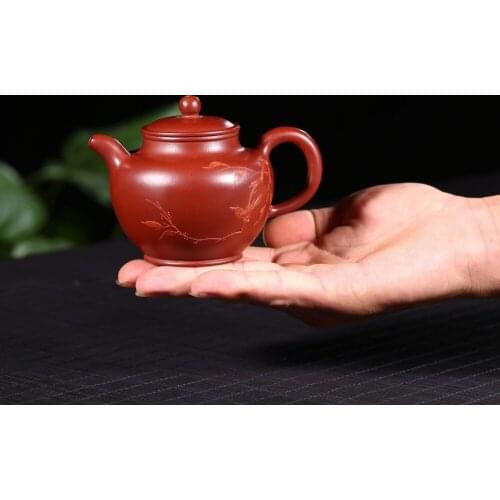 Yixing genuine Zisha Zhu mud Dahongpao mud teapot 200cc famous handmade tea pot