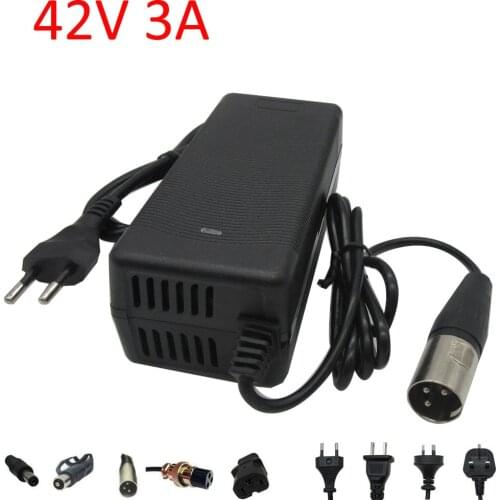 36V 3A charger Output 42V 3A charger XLRM GX16 DC RCA Connector for 36V 10S 15AH 20AH Ebike lithium battery with fan