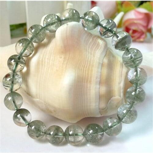 10mm Genuine Natural Green Phantom Quartz Bracelets For Women Femme Stretch Round Crystal Bead Charm Bracelet 2018 Newly Crystal