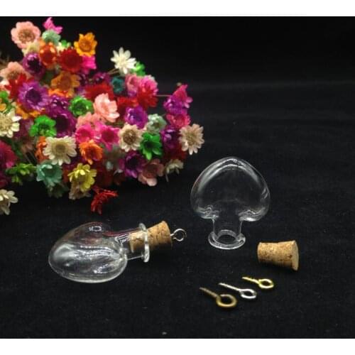 100sets/lot Mini Clear Cork Stopper Heart Glass Bottle Jewelry Beads Display Vials Jars Containers Small perfume Wishing Bottles