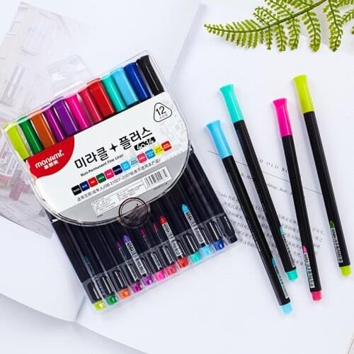 12 Colors/set Gel Pen Monami 0.25mm Ultra Fine Liner Liquid Ink Pens for Art Drawing Fineliner School Supplies Stationary H6740