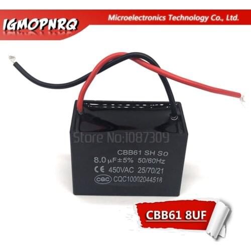 2pcs CBB61 8uf starting capacitance AC Fan Capacitor igmopnrq 450V CBB Motor Run Capacitor
