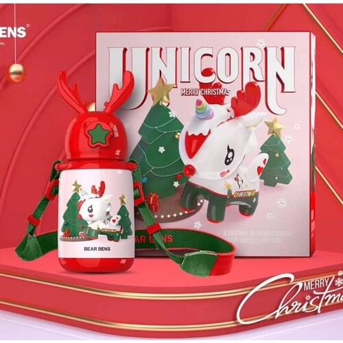 300ML Childrens stainless steel insulation cup Christmas gift double lid student cup vacuum flask 12-24 hours water bottle