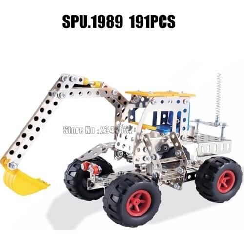 3438 191pcs Urban Engineering Excavator Stainless Steel Alloy Metal Building Block With Tools Toy