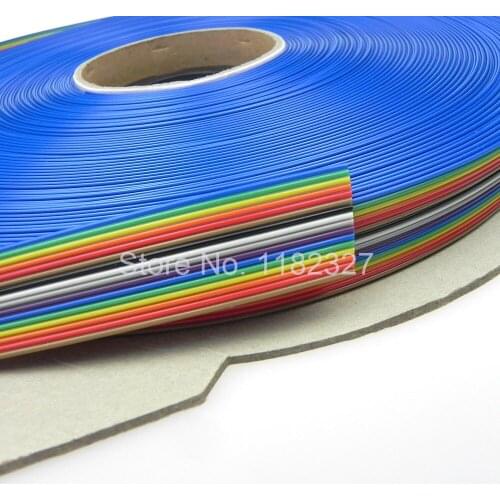 5 meters/lot) Flat Color Rainbow Ribbon Cable wire Rainbow Cable 16Pin ribbon cable 1.27MM pitch 5 meters long