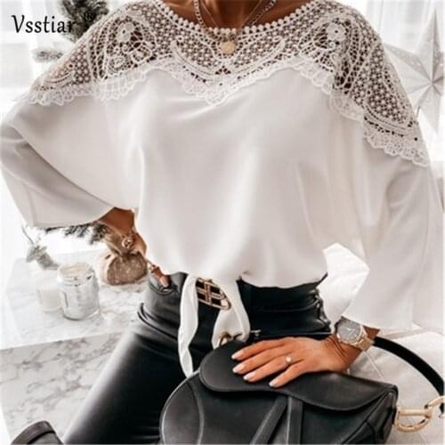 Flare Sleeve Blouse Women 2021 Summer Fashion White Black Plus Size Tops Female Sexy O Neck Lace Patchwork Casual Shirts