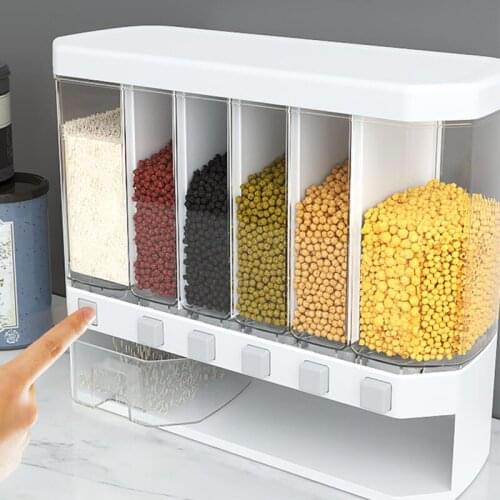 Household Kitchen Storage Containers Wall-Mounted Grain Storage Storage Tank Compartment Press Type Moisture-Proof Sealed Tank