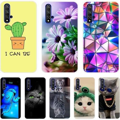 For Huawei Nova 5T Case 6.26'' Clear Flowers Cactus Soft TPU Phone Cases For Huawei Nova 5t Nova5t 5 t Silicone Back Cover Coque