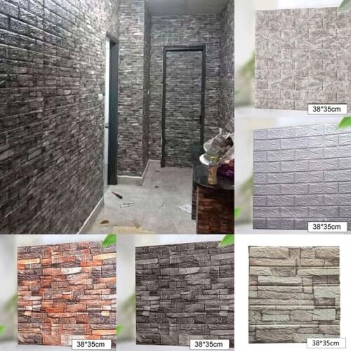 10pcs House Decoration 3D Brick Wall Stickers Wallpaper Self-Adhesive Living Room Bedroom TV Background Décor