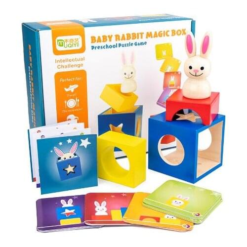 Wooden rabbit baby intelligence magic box babys interaction early teaching games intelligence toy Early education smart puzzle
