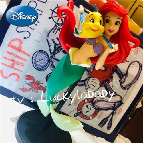 Disney Large Tail Single Genuine Mermaid Princess Goldfish Ariel Princess Hand-made Model Doll Decoration