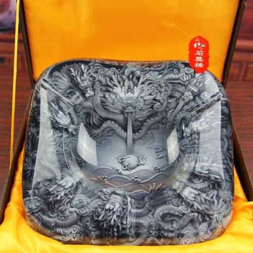 2020 HOME OFFICE company BAR Business ART TOP COOL -3D crystal Flying dragon GOOD LUCK FENG SHUI Ashtray Sculpture statue