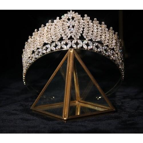 EYER New Arrival Sparkly Cubic Zircon Wedding Tiaras And Crown Women Bridal Hair Accessories Evening Headdress Pageant Tiara