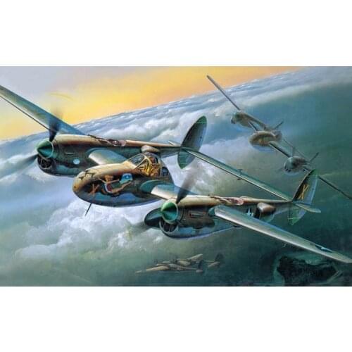 Living room home wall decoration sill fabric poster Lockheed P 38 Lightning art military flight sky clouds pilot cockpit retro
