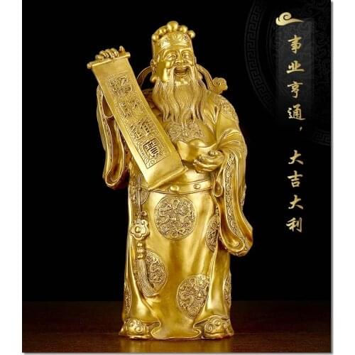 GOOD 40CM LARGE # office home protective- Talisman House Protection Cai Shen Ye God of wealth Money Drawing bronze statue
