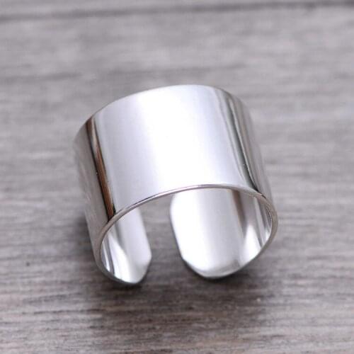 Amxiu Smooth 925 Sterling Silver Ring Large Wide Ring Adjustable Open Rings For Women Girls Accessories Handmade Ring Jewelry