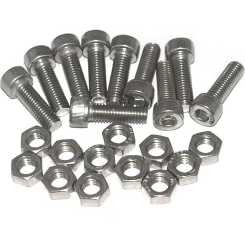 M8 x 25mm 304 Stainless Steel Hex Key Bolt Socket Head Cap Screws with finish Hex Nuts 10pcs