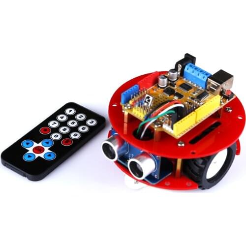 Mini Smart Robot Car Kit for UNO R3+ motor driver on board, Ultrasonic Sensor, IR Remote for Arduino,Ultrasonic tracking,STEM