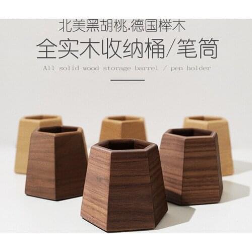 Solid Wood Creative Multi-functional Pen Holder, Large Amount Of Simple Stationery Desk Storage Box