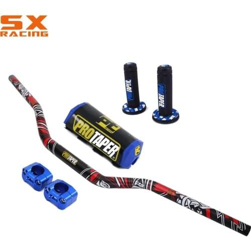 Motorcycle CNC 1 1/8" Fat Bar 28MM Handlebars + Grips + Bar Clamps + Bar Pad For YAMAHA YZ YZF WR WRF TTR 125 250 400 450 426