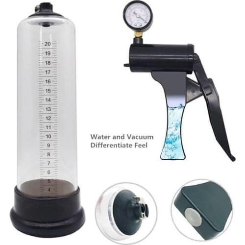 Male Multifunctional Erection Hydrotherapy Vacuum Penis Pump Water Air Exerciser Penis Spa Bath Massager Pressure Gauge Enlargem