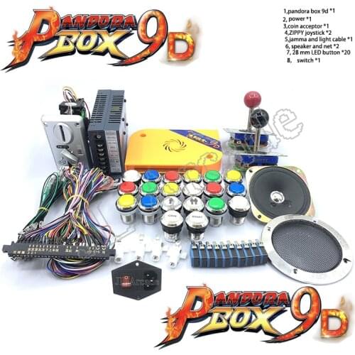 Pandora box 9D 2500 in 1 arcade diy arcade kit 12V power box + speaker + multi-currency coin acceptor + arcade LED button