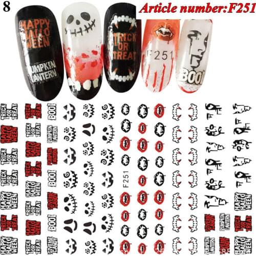 Halloween Nail Stickers Cute Pumpkin Transfer Sliders For Nails Water Decals Sexy Skull Bone Tatto For Manicure