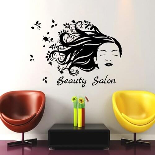 Wall Decals Beauty Salon Decor Girl Hair Sticker Hairdressing Decal Living Room Home Art Mural Bedroom Decor Wall Sticker YO-98